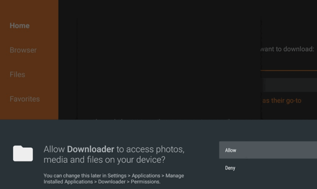 Give Downloader app access to photos, media and files